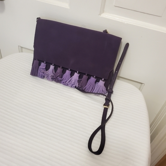 Rebecca Minkoff Sofia Purple Leather/Suede Clutch/Crossbody - Picture 14 of 15